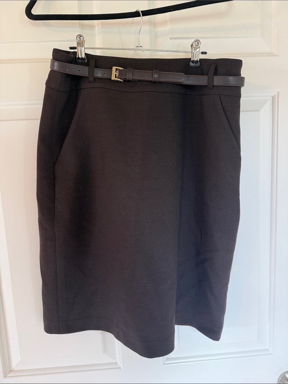 Etcetera Chocolate Brown Pencil Skirt with Slim Belt